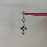 3D Red Cross Belly Bar - ILLUSIVE JEWELS