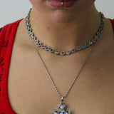 Angel Gemstone Colourful Silver Necklace