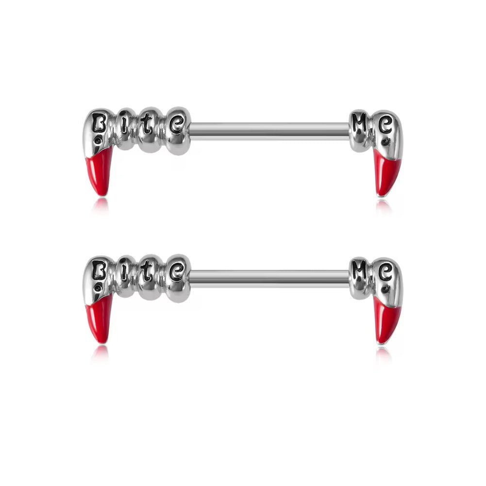 Bite Me Fangs Nipple Bars - ILLUSIVE JEWELS