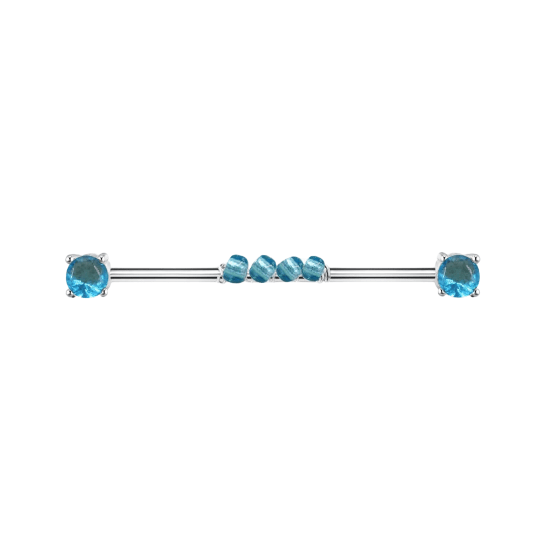 Blue Gemstone Industrial Barbell - ILLUSIVE JEWELS
