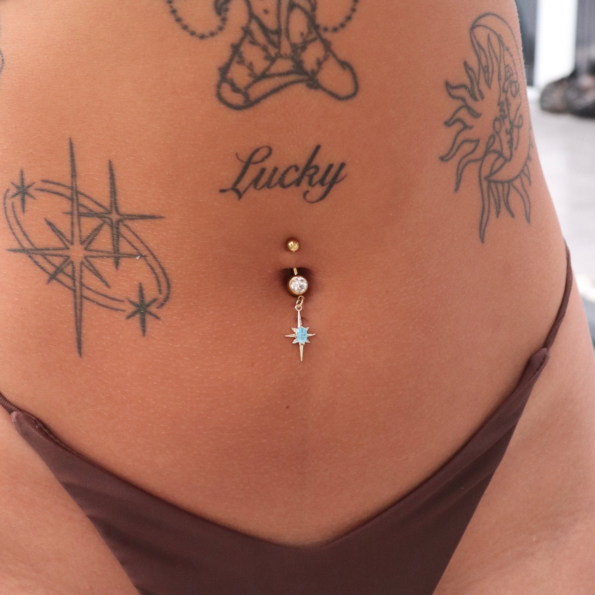 Blue Shooting Star Belly Bar - ILLUSIVE JEWELS