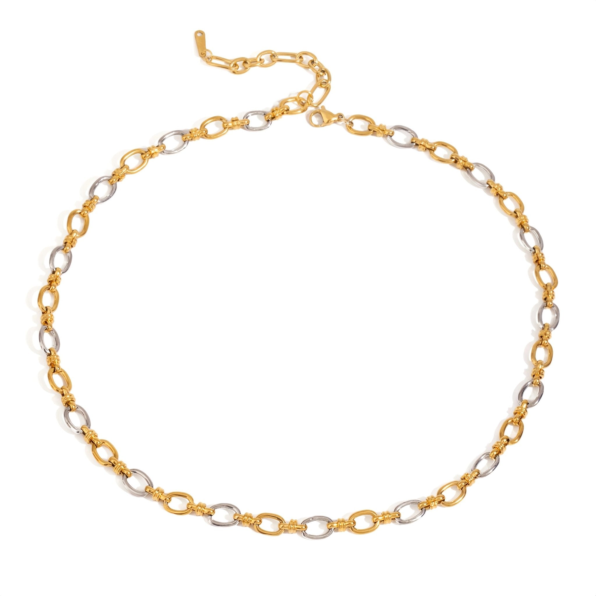 Cable Chain Mixed Metal Necklace - ILLUSIVE JEWELS
