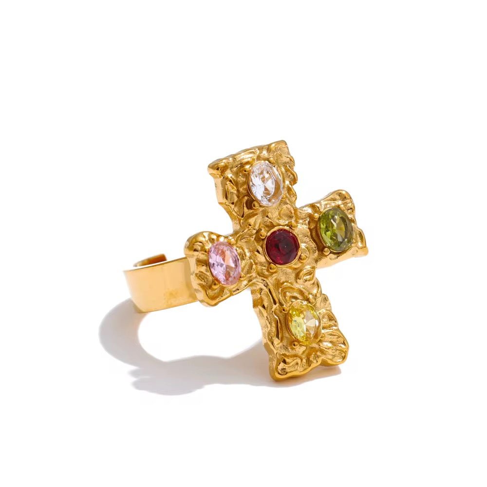 Colourful Cross Ring - ILLUSIVE JEWELS