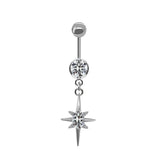 Diamanté Shooting Star Belly Bar - Silver - ILLUSIVE JEWELS