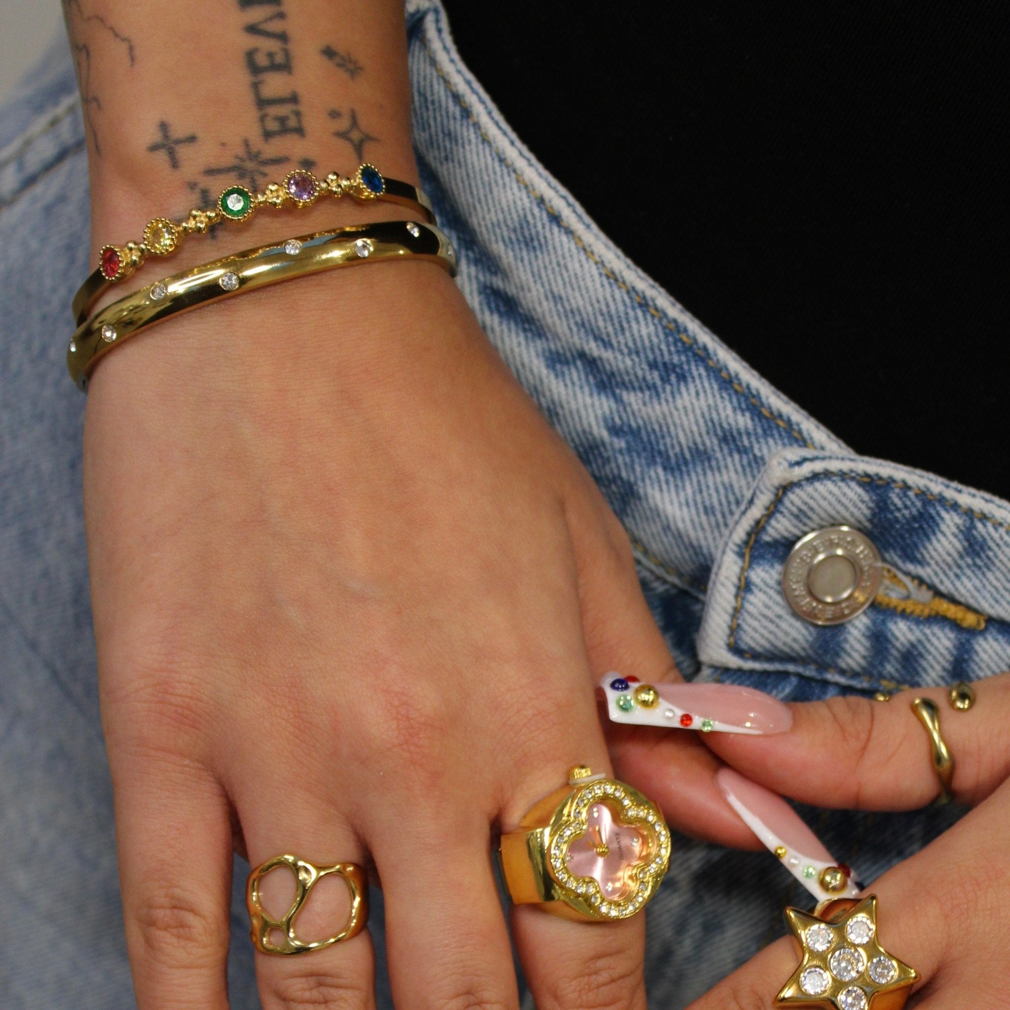 Faith Gold Bangle - ILLUSIVE JEWELS