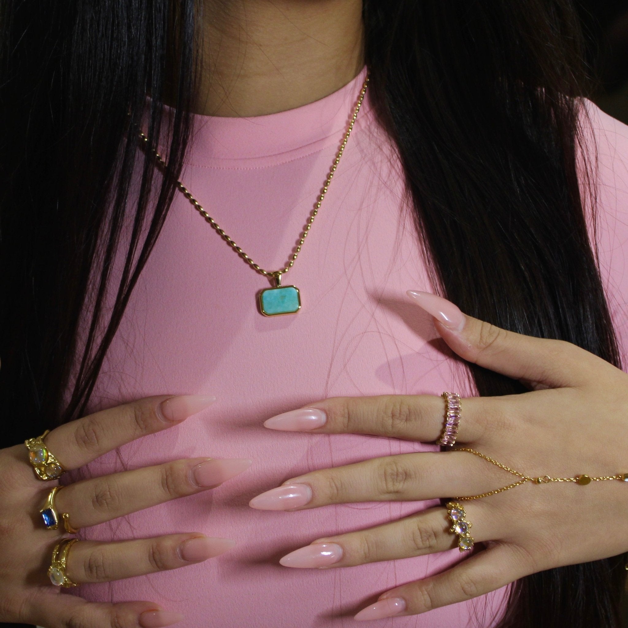 Gold Apatite Pendant Necklace - ILLUSIVE JEWELS