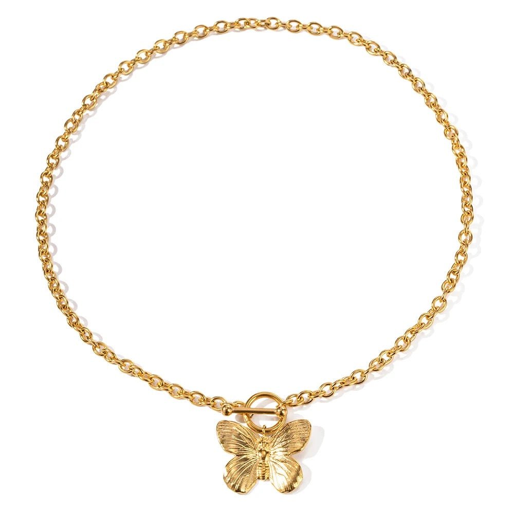 Gold Butterfly Charm Necklace - ILLUSIVE JEWELS