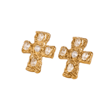 Gold Cross Stud Earrings - ILLUSIVE JEWELS
