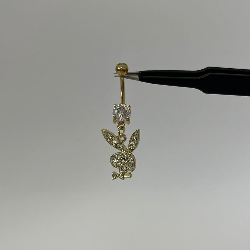 Gold Diamanté Bunny Belly Bar - ILLUSIVE JEWELS