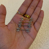 Gold Diamanté C Nipple Bars - ILLUSIVE JEWELS