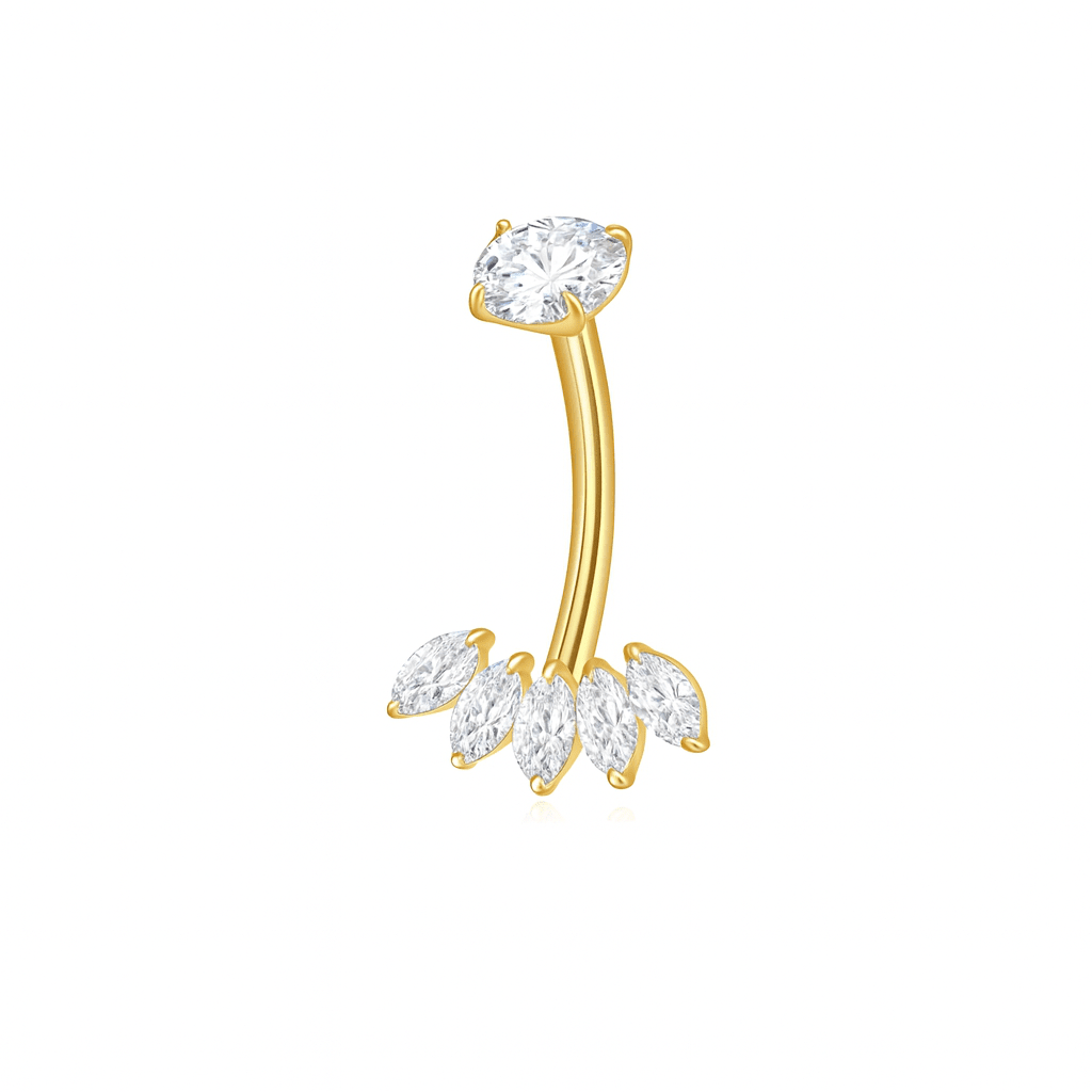 Gold Flower Titanium Belly Bar - ILLUSIVE JEWELS