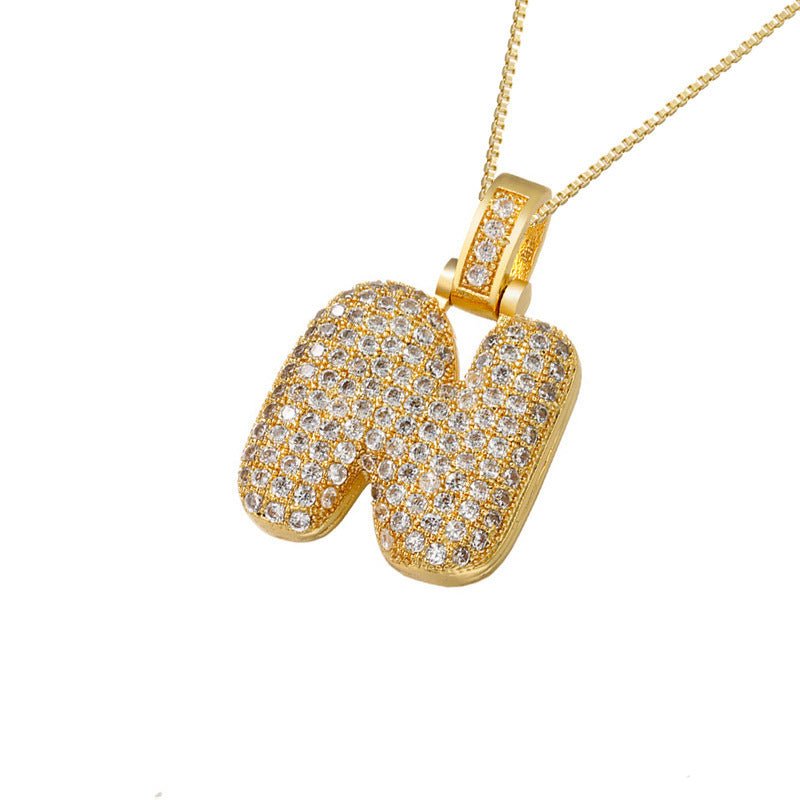 Gold Icy Bubble Letter Initial Necklace - ILLUSIVE JEWELS