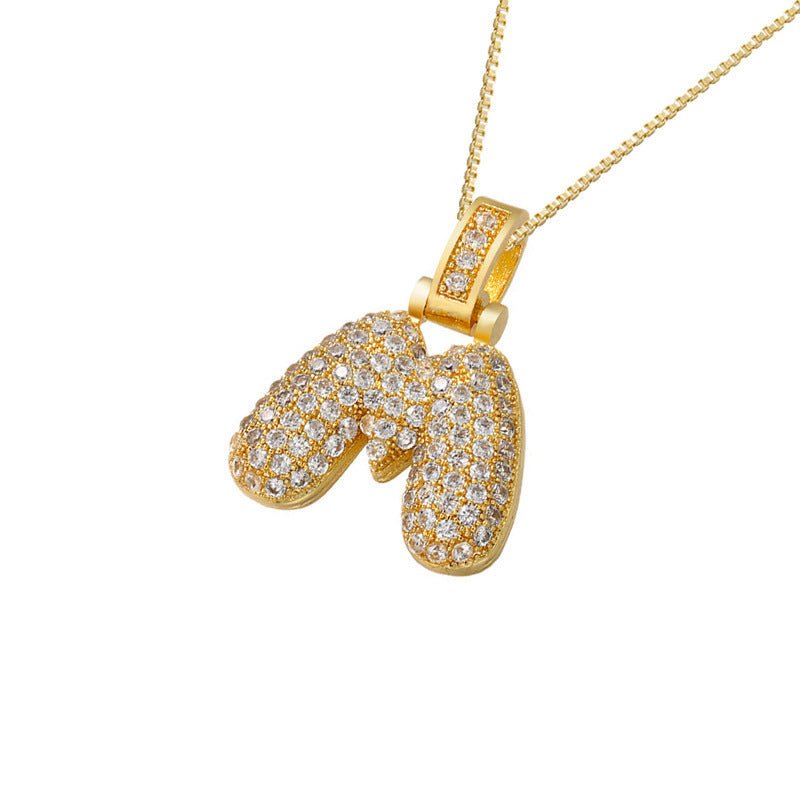 Gold Icy Bubble Letter Initial Necklace - ILLUSIVE JEWELS