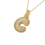 Gold Icy Bubble Letter Initial Necklace - ILLUSIVE JEWELS