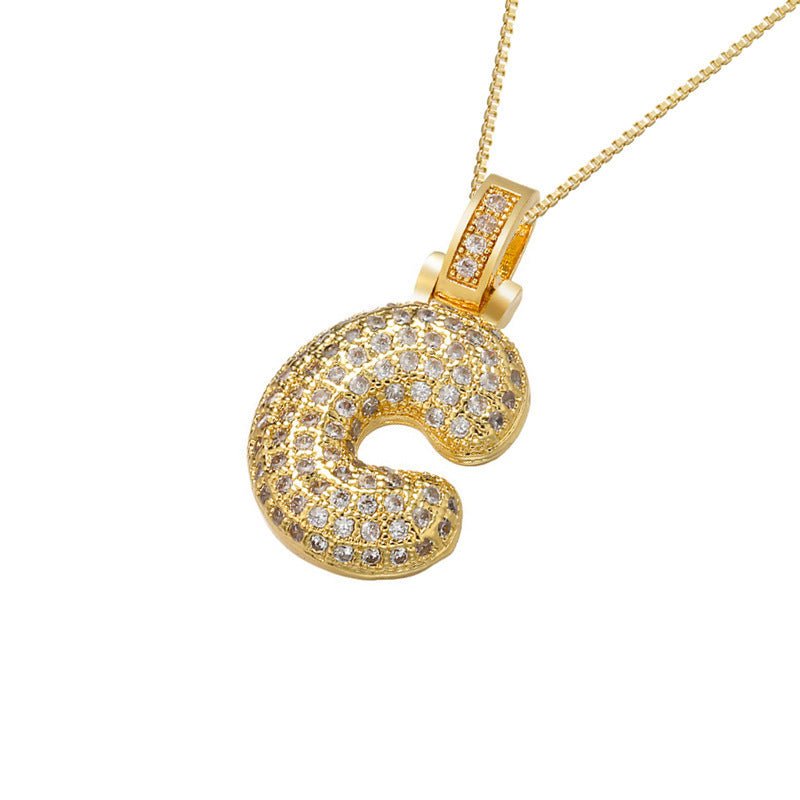 Gold Icy Bubble Letter Initial Necklace - ILLUSIVE JEWELS