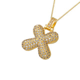 Gold Icy Bubble Letter Initial Necklace - ILLUSIVE JEWELS