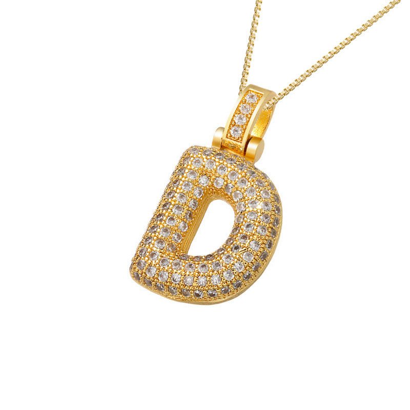Gold Icy Bubble Letter Initial Necklace - ILLUSIVE JEWELS