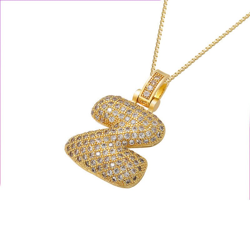 Gold Icy Bubble Letter Initial Necklace - ILLUSIVE JEWELS
