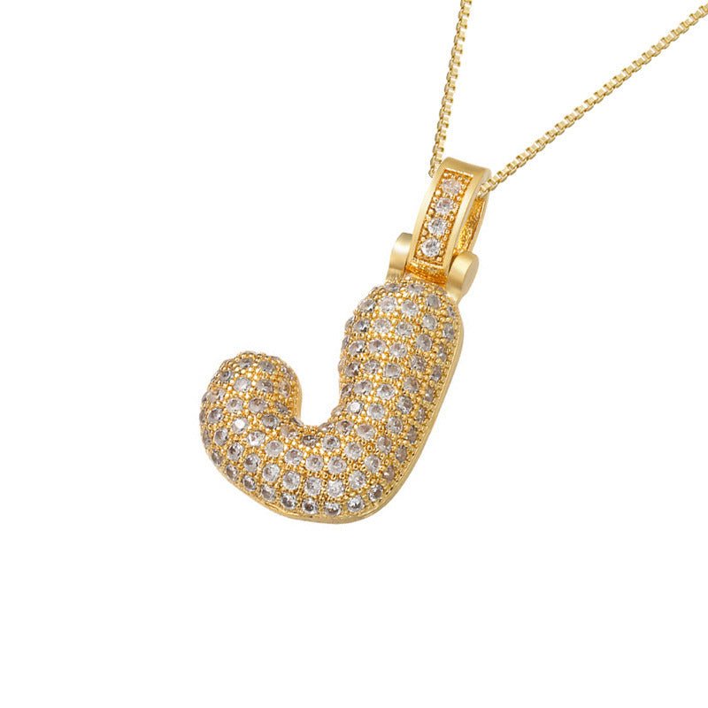 Gold Icy Bubble Letter Initial Necklace - ILLUSIVE JEWELS