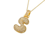 Gold Icy Bubble Letter Initial Necklace - ILLUSIVE JEWELS