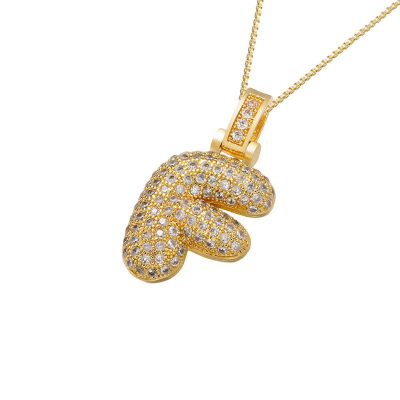 Gold Icy Bubble Letter Initial Necklace - ILLUSIVE JEWELS