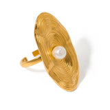 Gold Irregular Pearl Ring - ILLUSIVE JEWELS