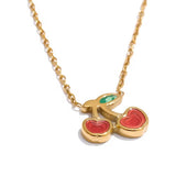 Gold Red Cherry Necklace - ILLUSIVE JEWELS