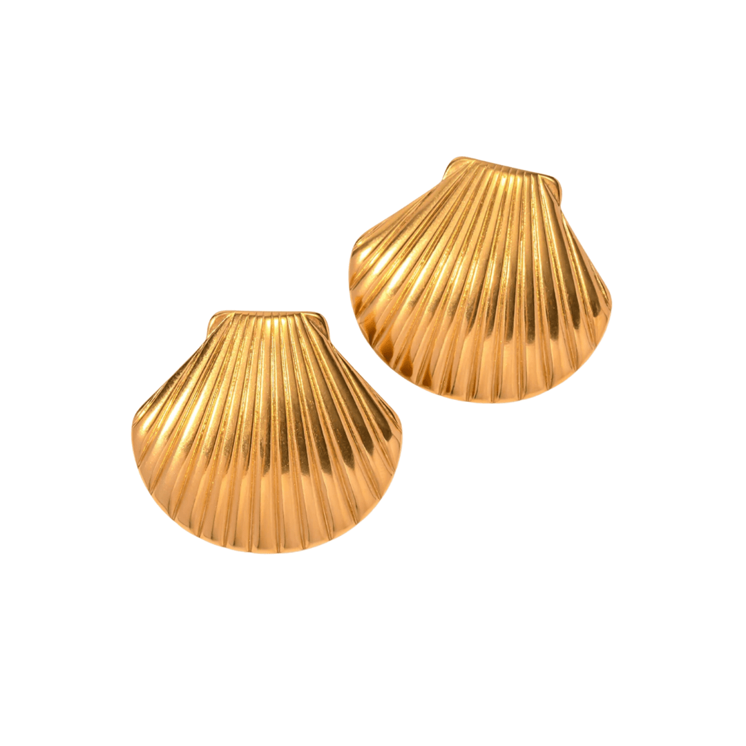 Gold Shell Stud Earrings - ILLUSIVE JEWELS