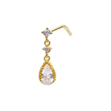 Gold Teardrop Dangling Nose Stud - ILLUSIVE JEWELS