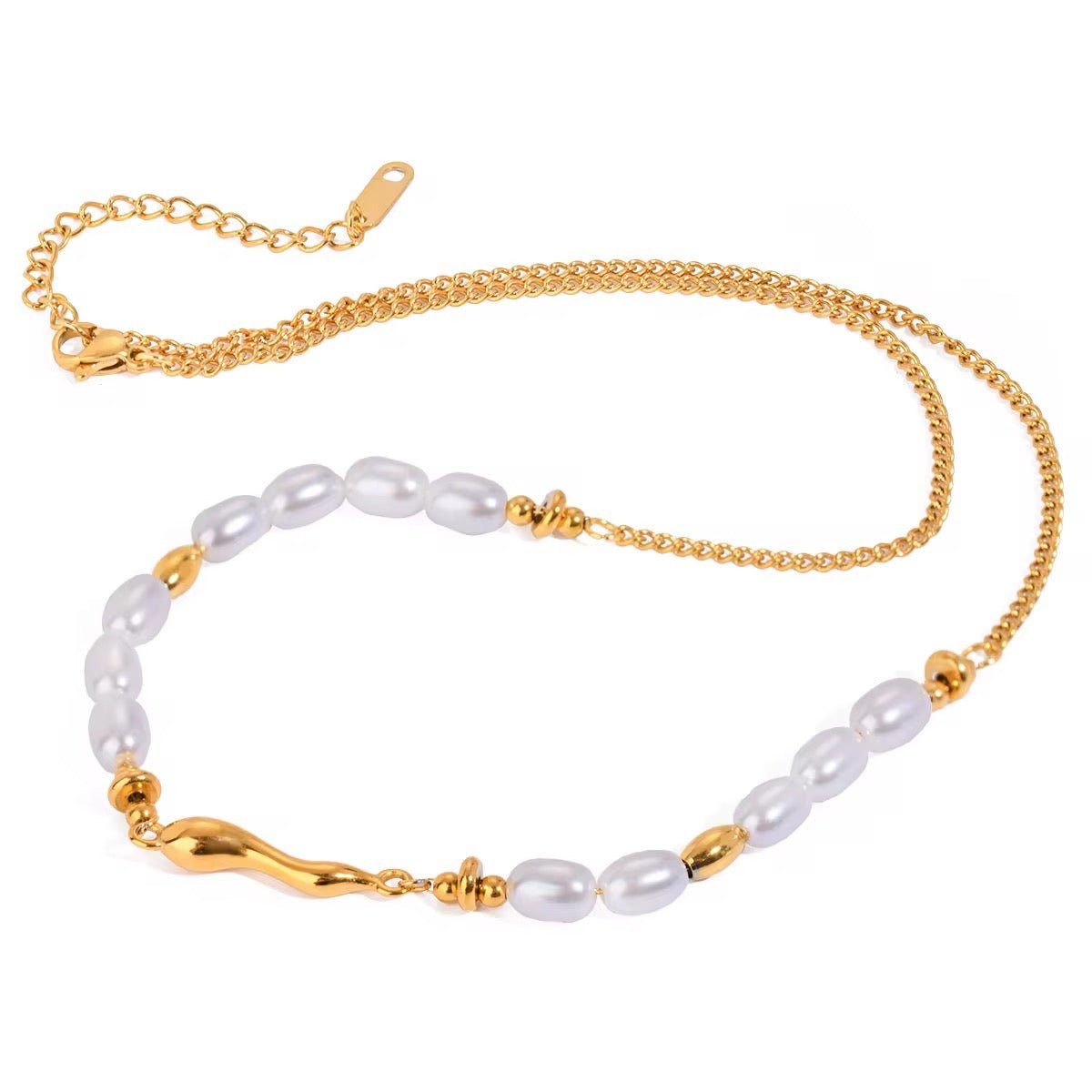 Golden Pearl Necklace - ILLUSIVE JEWELS