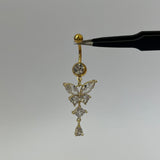 Gold Dangling Butterfly Belly Bar