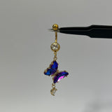 Indigo Dangling Butterfly Belly Bar
