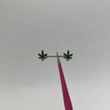 Silver Weed Leaf Nipple Bars