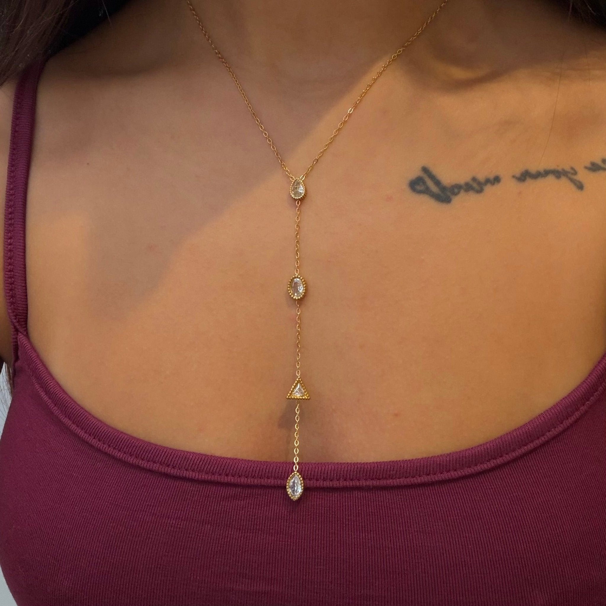 Maeva Dangling Gemstone Necklace - ILLUSIVE JEWELS