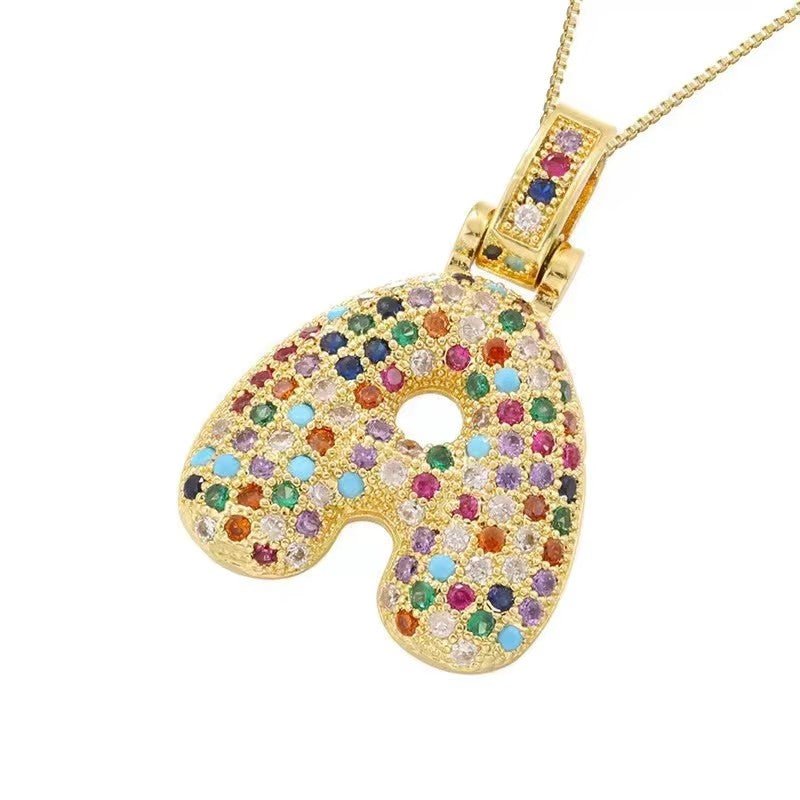 Multicolour Icy Bubble Letter Inital Necklace - ILLUSIVE JEWELS