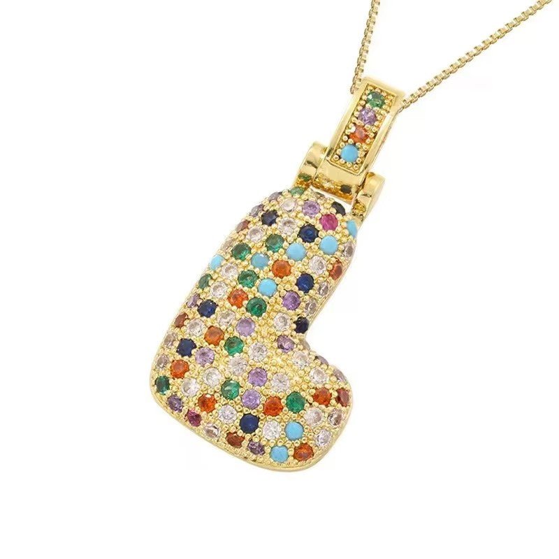 Multicolour Icy Bubble Letter Inital Necklace - ILLUSIVE JEWELS