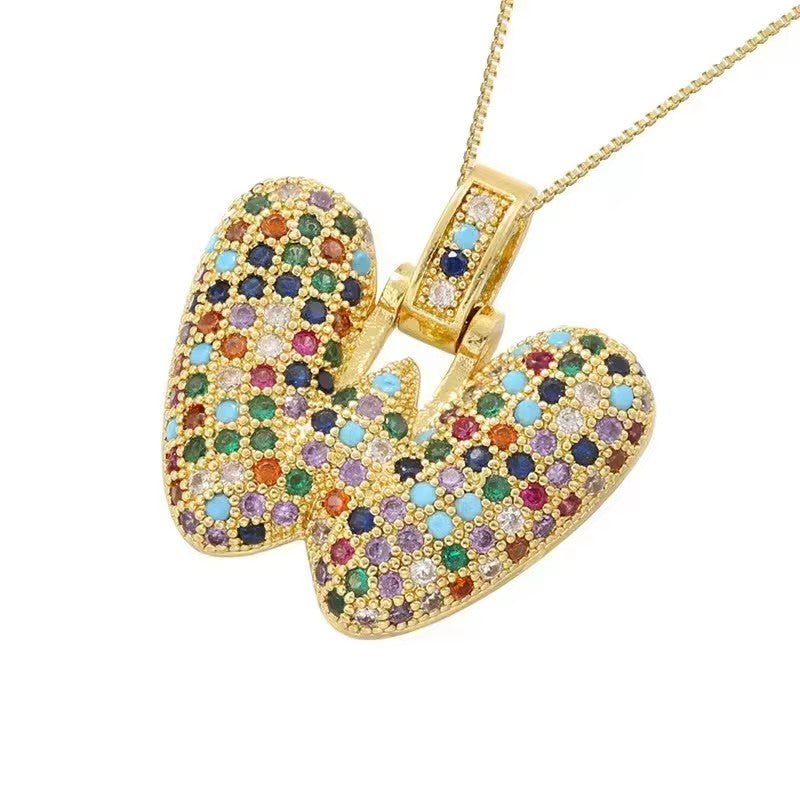 Multicolour Icy Bubble Letter Inital Necklace - ILLUSIVE JEWELS
