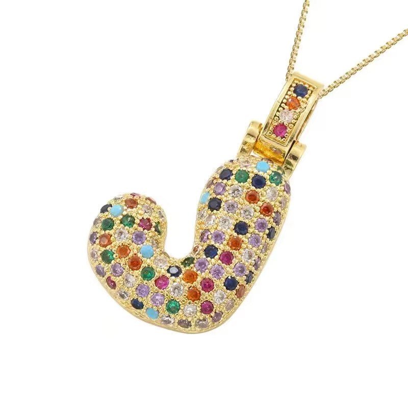 Multicolour Icy Bubble Letter Inital Necklace - ILLUSIVE JEWELS