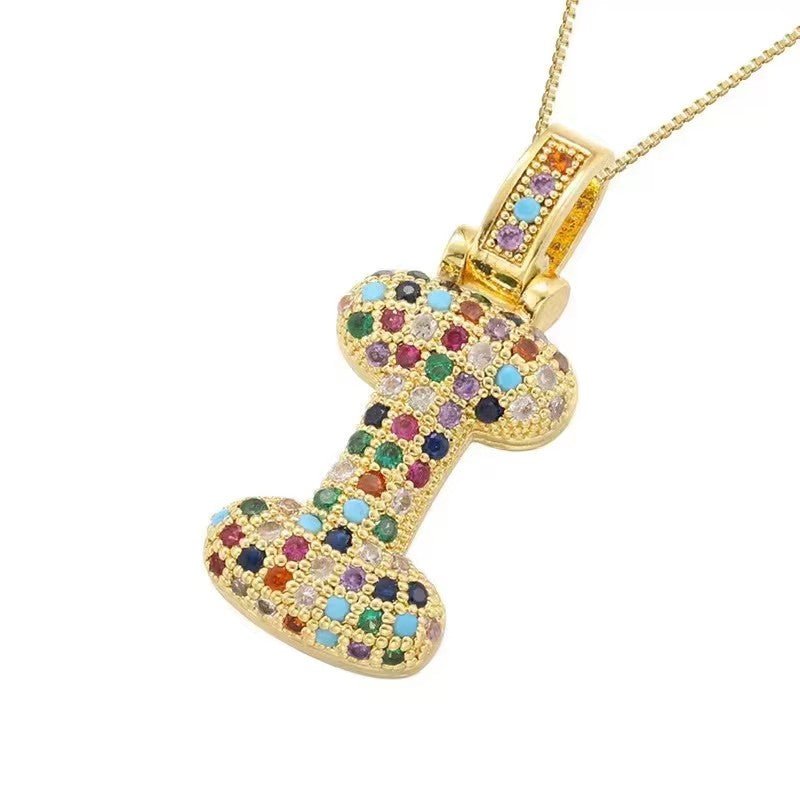Multicolour Icy Bubble Letter Inital Necklace - ILLUSIVE JEWELS
