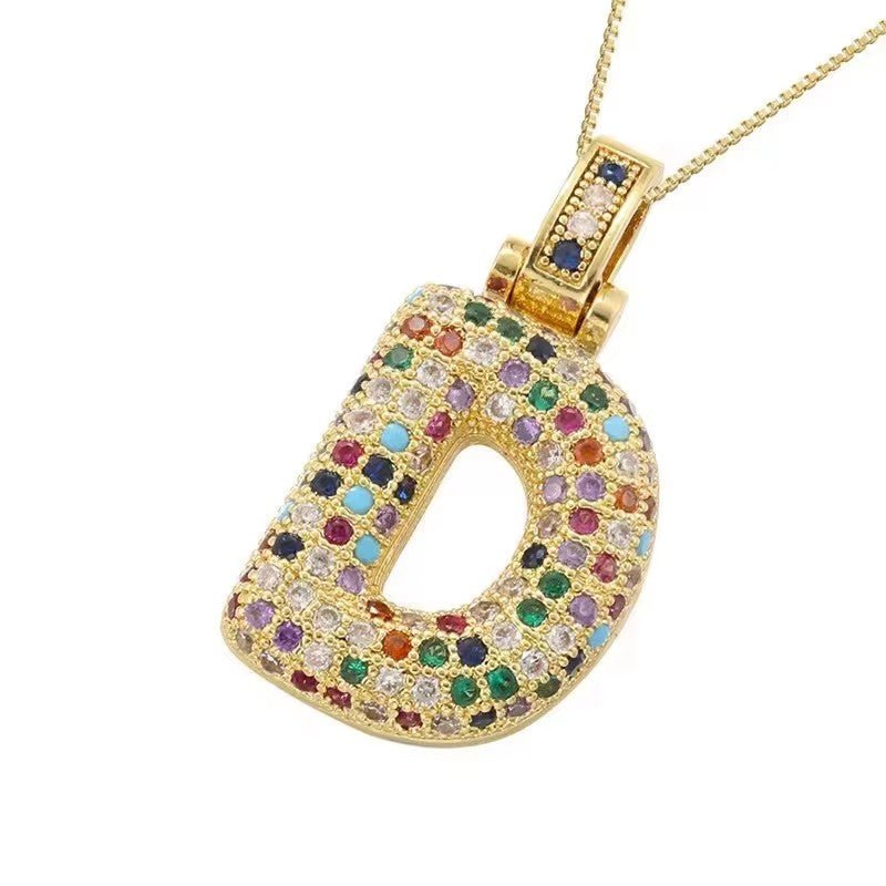 Multicolour Icy Bubble Letter Inital Necklace - ILLUSIVE JEWELS