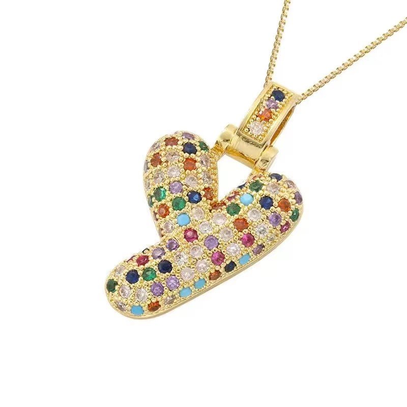 Multicolour Icy Bubble Letter Inital Necklace - ILLUSIVE JEWELS