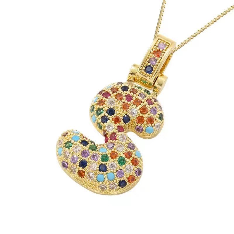 Multicolour Icy Bubble Letter Inital Necklace - ILLUSIVE JEWELS