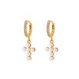 Pearl Cross Huggies - ILLUSIVE JEWELS