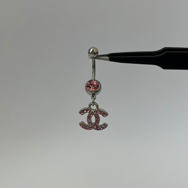 Pink C Belly Bar - ILLUSIVE JEWELS