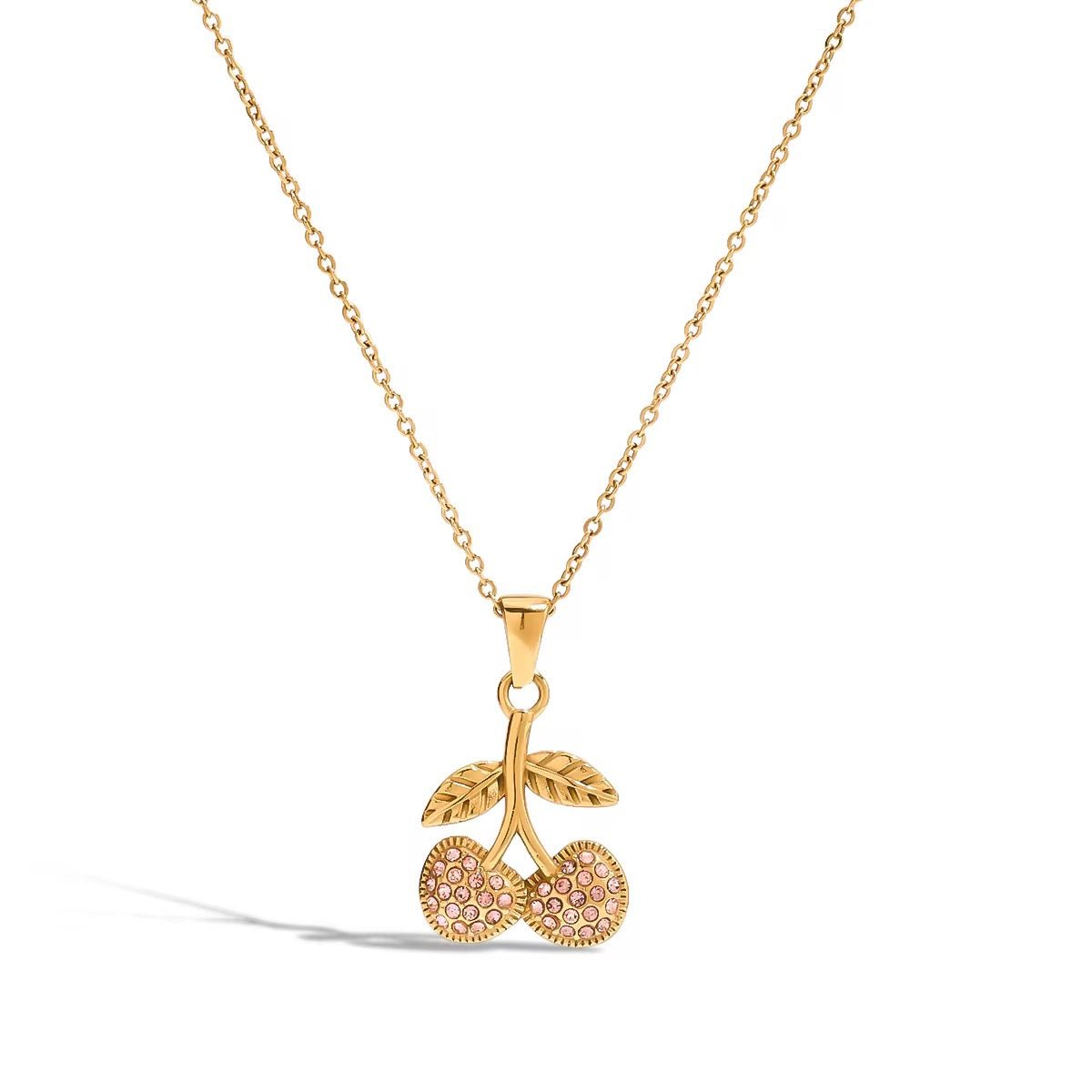 Pink CZ Cherry Necklace - ILLUSIVE JEWELS