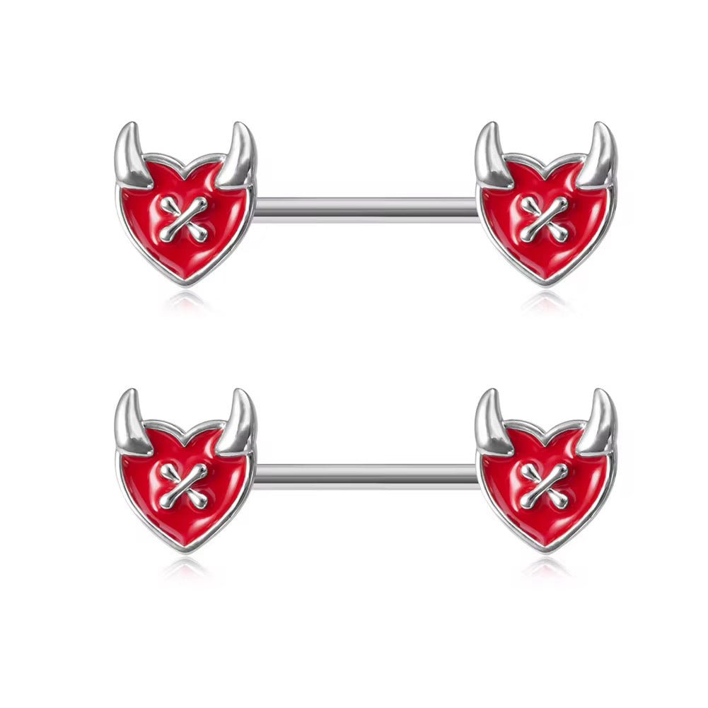 Red Devil Nipple Bars - ILLUSIVE JEWELS