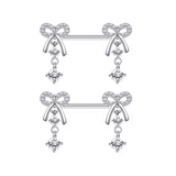 Silver Bow Dangle Nipple Bars - ILLUSIVE JEWELS