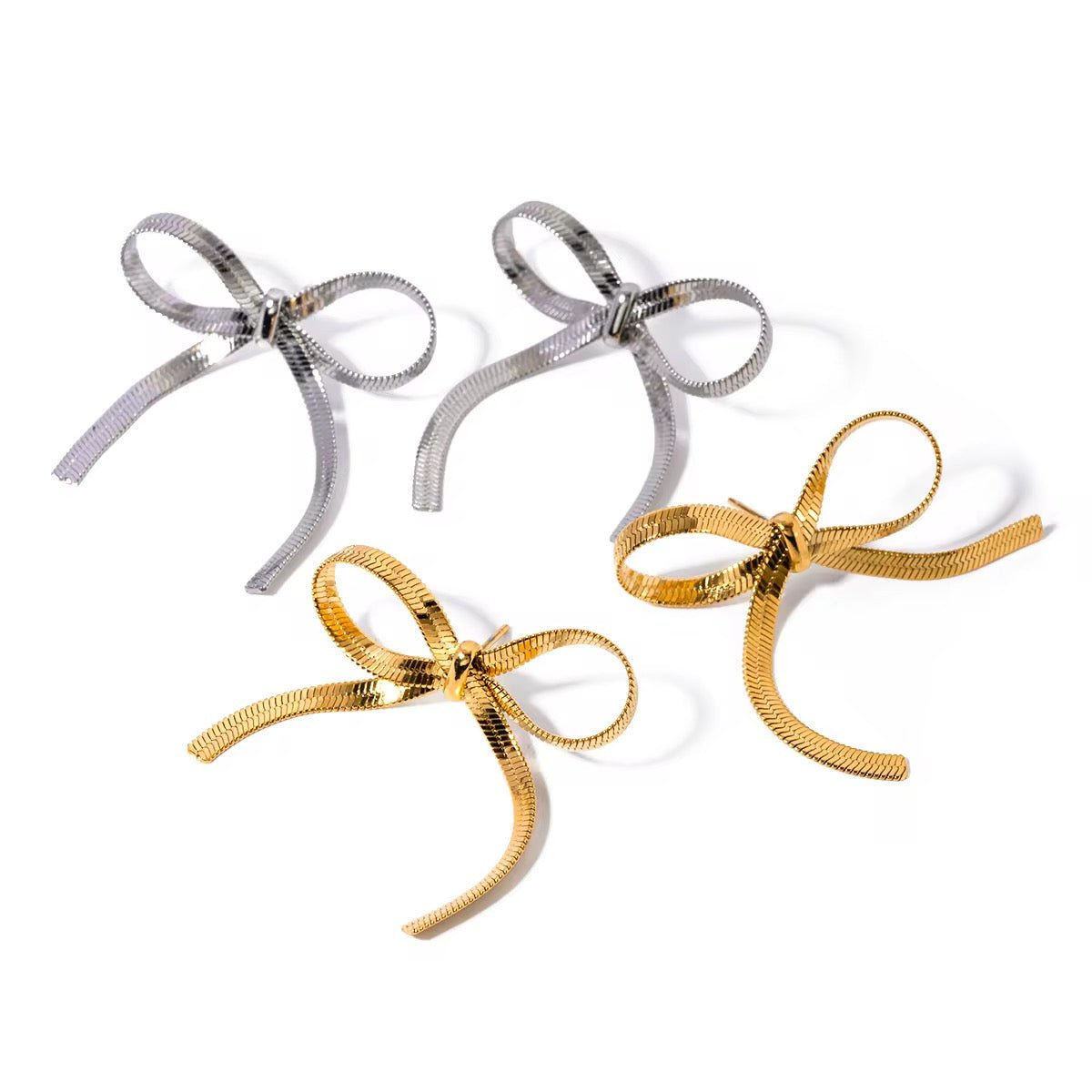 Silver Bow Stud Earrings - ILLUSIVE JEWELS