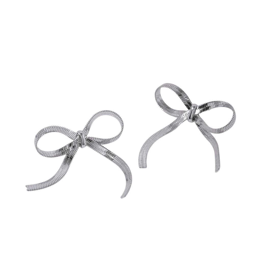 Silver Bow Stud Earrings - ILLUSIVE JEWELS