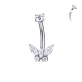 Silver Butterfly Titanium Belly Bar - ILLUSIVE JEWELS